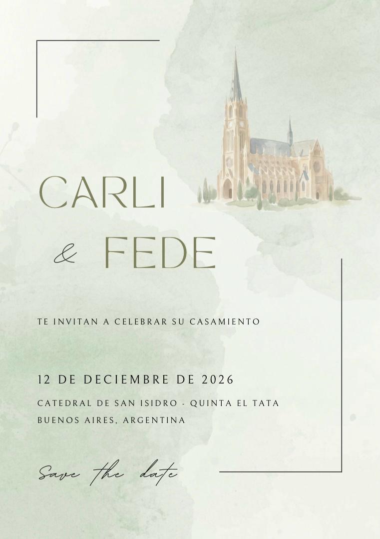 Carli y Fede te invitan a celebrar su casamiento el 12 de diciembre de 2026
